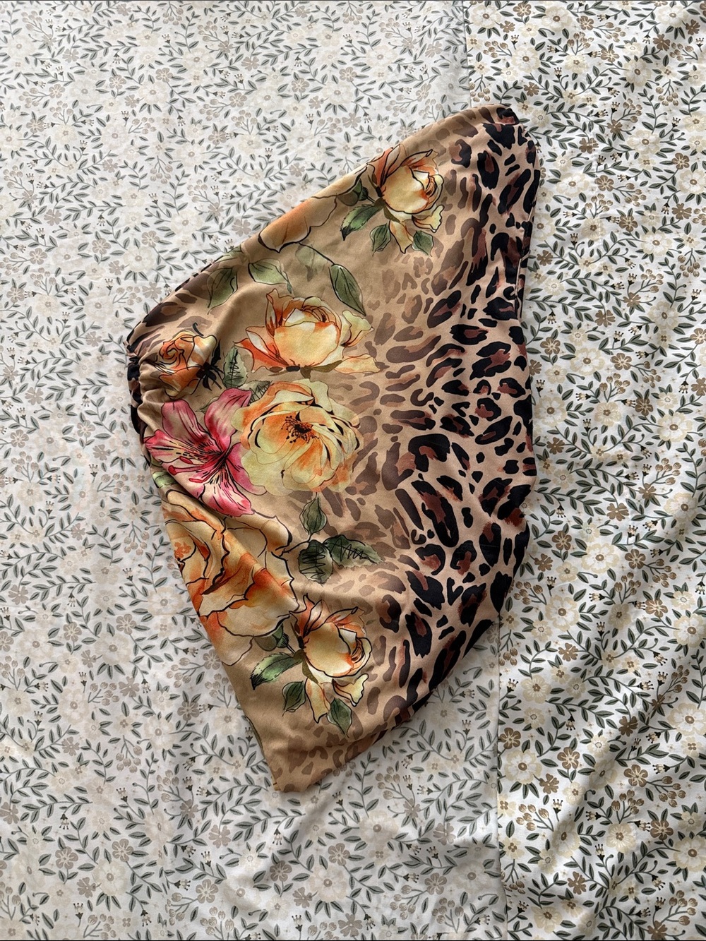 floral & animal print one shoulder top